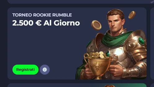Torneo rookie rumble 2500 eur al giorno
